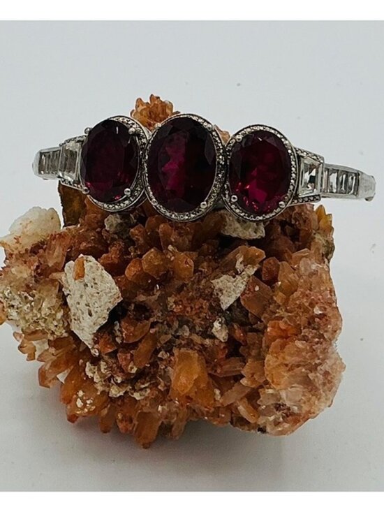 Sterling Jewelry - Stunning Synthetic Ruby bangle with accents R226